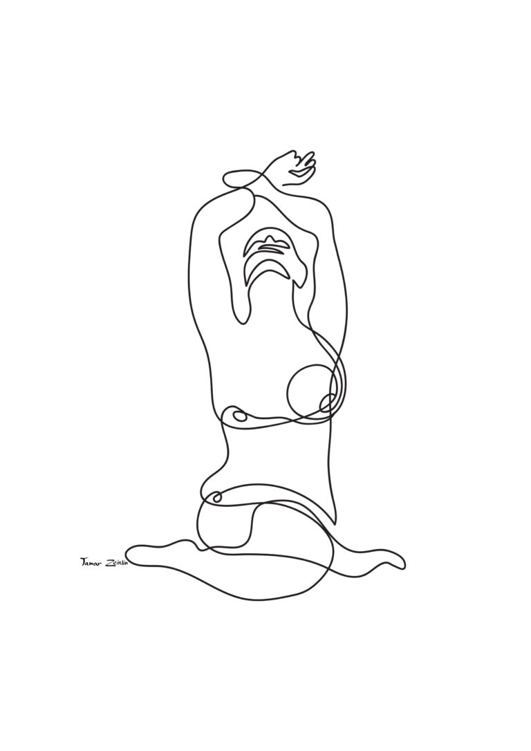 ציור בקו אחד של יוגה תנוחת נשר