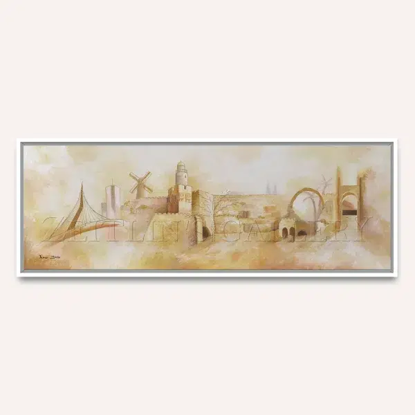 ⁦ציור ירושלים חדש וישן - קנבס⁩ – תמונה ⁦3⁩