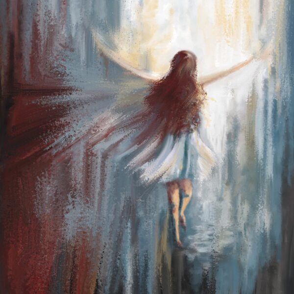 ציור מלאכית עפה מעלה